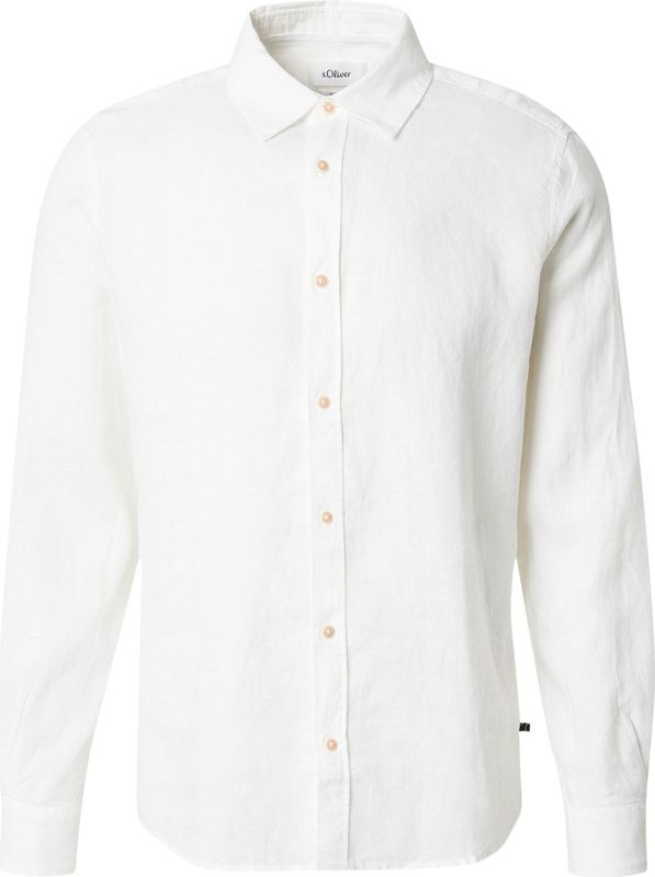 s.Oliver RED LABEL - Linnen Herenoverhemd - Effen - Regular Fit - Lange Mouwen
