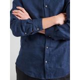 Brand - Effen Linnen Overhemd met Lange Mouwen en Kentkraag