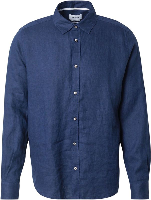 Brand - Effen Linnen Overhemd met Lange Mouwen en Kentkraag