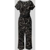 Jumpsuit - All-over Print - Gevlochten Riem - Jersey - Culottelengte