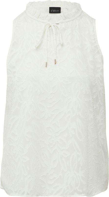 Blouse - Semi-Transparant - Jacquard - Tuniekhalslijn - Delicate Ruches