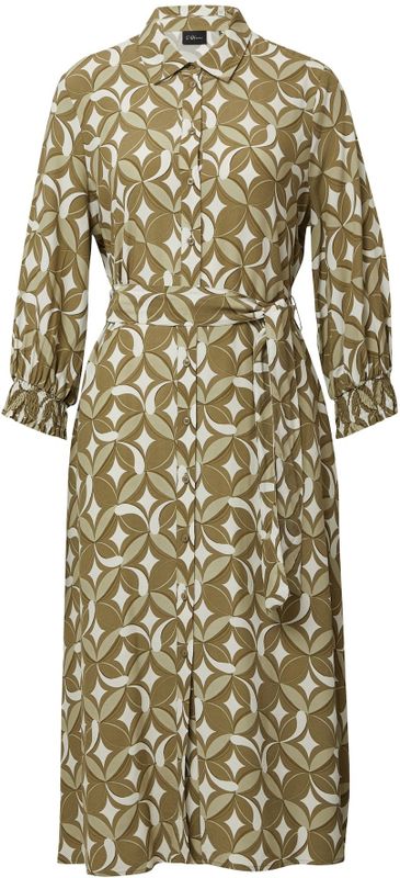 s.Oliver - BLACK LABEL - Halflange Jurk - Viscose - All-over Print - 3/4 Mouwen