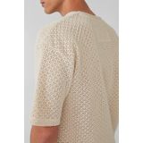 T-shirt - Gehaakt - Katoen - Relaxte Pasvorm - Jacquarddetails