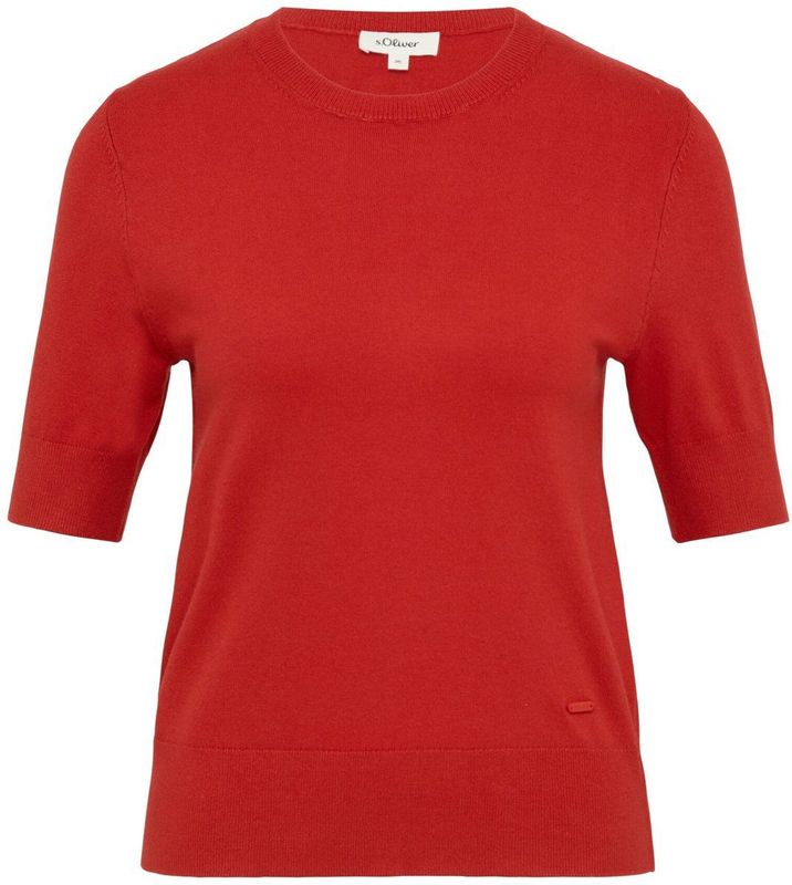 Sweater - Rood - Slim Fit - Ronde Hals - Korte Mouwen