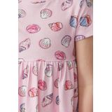 Jurk - A-lijn - Jersey - Multicolor - Korte Mouwen, Ronde Hals, Uitlopende Zoom