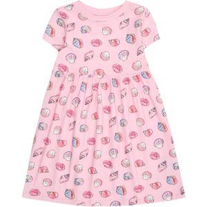 Jurk - A-lijn - Jersey - Multicolor - Korte Mouwen, Ronde Hals, Uitlopende Zoom