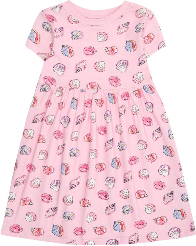 Jurk - A-lijn - Jersey - Multicolor - Korte Mouwen, Ronde Hals, Uitlopende Zoom