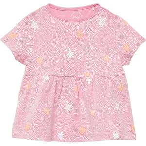 T-shirt - All-over Print - Katoenmix - Korte Mouwen - Ruches