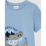 T-shirt - Katoen - Print met Pailletten - Regular-Fit - Korte Mouwen