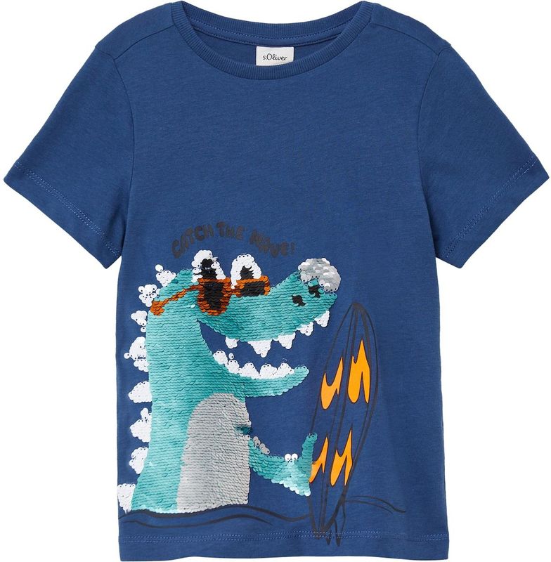 T-shirt - Katoen - Print met Pailletten - Regular Fit - Korte Mouwen