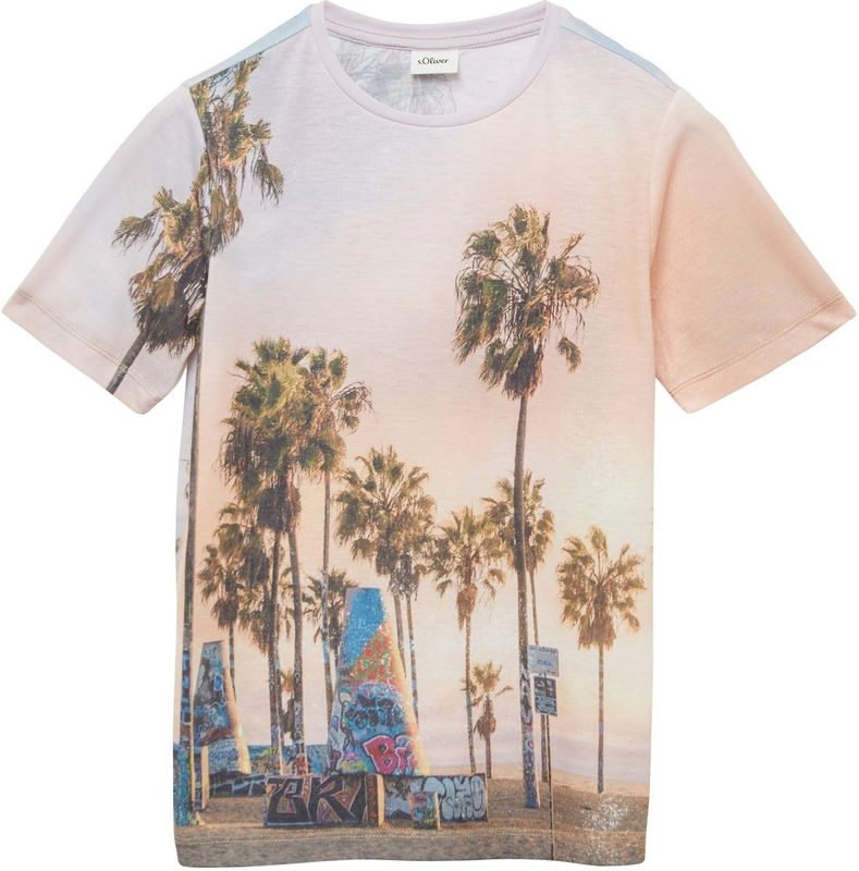 T-Shirt - All-Over Patroon - Katoenmix - Korte Mouwen - Ronde Hals