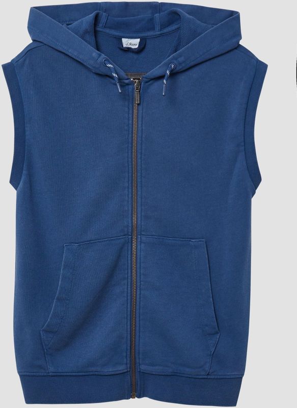 s.Oliver RED LABEL - Sweatgilet - Katoenmix - Used Look - Capuchon met Tunnelkoord
