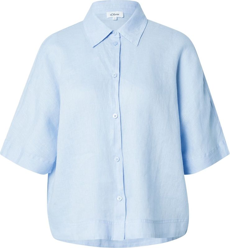 s.Oliver - Blouse - Lichtblauw - Klassieke Blouse - Halve Mouw