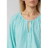 s.Oliver - Blouse - Turquoise/Wit - Wijde Blouse - Driekwart Mouw