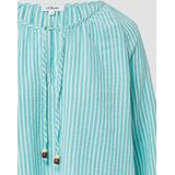 s.Oliver - Blouse - Turquoise/Wit - Wijde Blouse - Driekwart Mouw