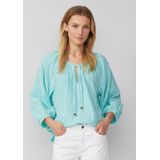 s.Oliver - Blouse - Turquoise/Wit - Wijde Blouse - Driekwart Mouw