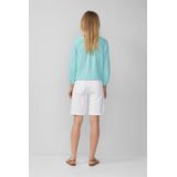 s.Oliver - Blouse - Turquoise/Wit - Wijde Blouse - Driekwart Mouw