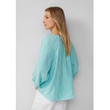 s.Oliver - Blouse - Turquoise/Wit - Wijde Blouse - Driekwart Mouw