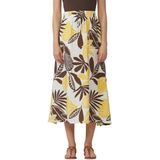 s.Oliver - A-lijn Rok - Ecru / Chocoladebruin / Geel - Viscose - 7/8 Lengte
