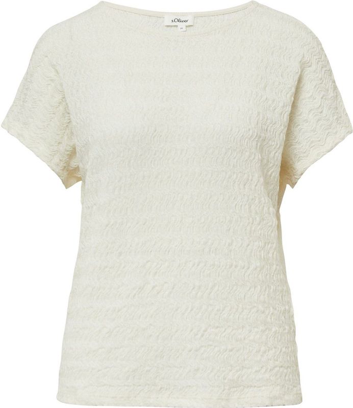 s.Oliver - Shirt - Crème - T-shirt - Losse Pasvorm - Kwartmouw