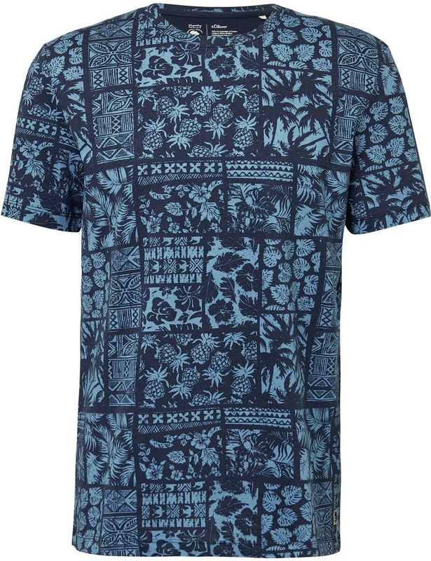 s.Oliver - Shirt - Navy - Kwartmouw - Normale Pasvorm