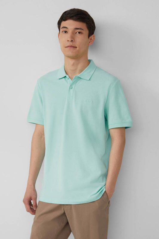 s.Oliver Big Size - Polo - Turquoise - 100% Katoen