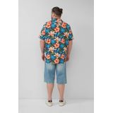 s.Oliver - Big Size Overhemd - Katoen Viscose - Korte Mouwen - Losse Pasvorm