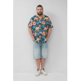 s.Oliver - Big Size Overhemd - Katoen Viscose - Korte Mouwen - Losse Pasvorm