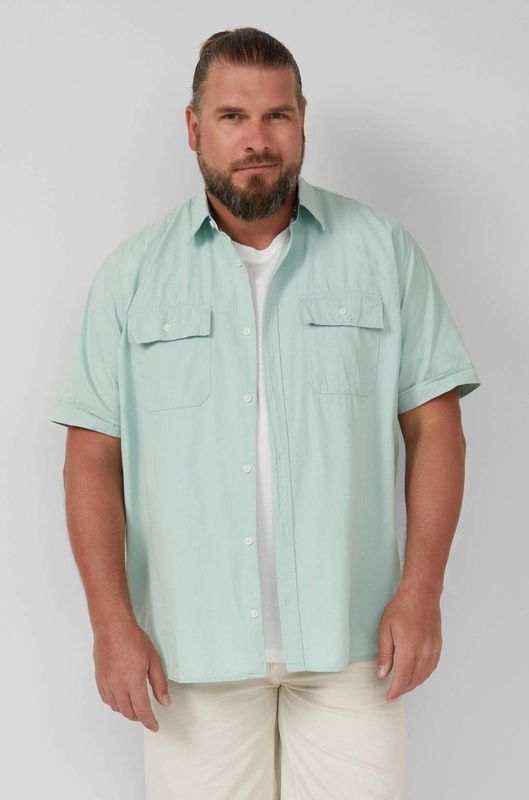 s.Oliver - Hemd - Korte Mouwen - Normale Pasvorm - Subtiele Structuurstrepen