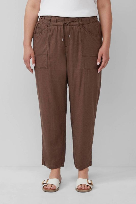 Broek - Linnenblend - Relaxte Pasvorm - Taps Toelopende Pijpen - Zwart