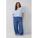 T-shirt - Multicolor - Jersey Stofmix met Linnen