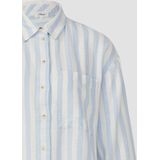 s.Oliver - Blouse - Lichtblauw / Wit - Klassieke Blouse - Lange Mouw