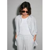 s.Oliver - Blouse - Lichtblauw / Wit - Klassieke Blouse - Lange Mouw