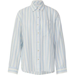 s.Oliver - Blouse - Lichtblauw / Wit - Klassieke Blouse - Lange Mouw