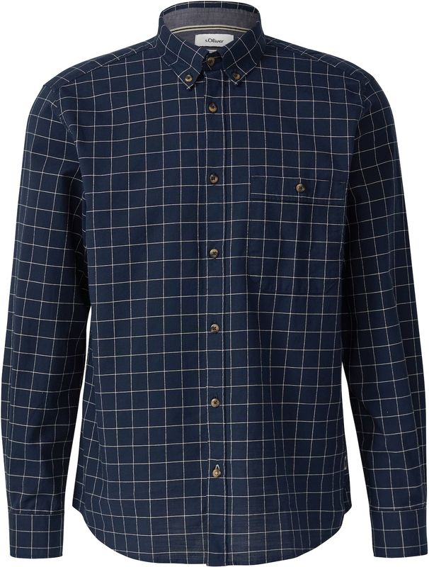 s.Oliver - Overhemd - Ruitpatroon - Katoen - Normale Pasvorm