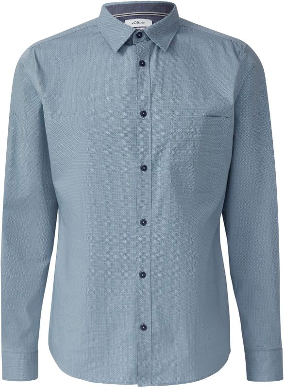 Shirt - Popeline - Zacht - Slanke Pasvorm - Kent Kraag - Casual