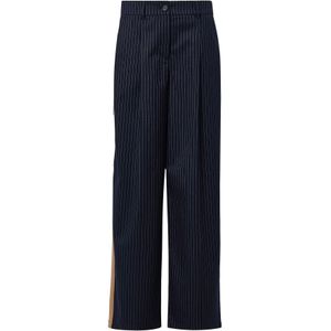 s.Oliver - Broek - Beige - Wide Leg - Mid Waist - Gestreept