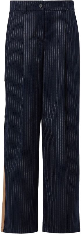 s.Oliver - Broek - Beige - Wide Leg - Mid Waist - Gestreept