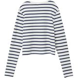 T-shirt - Cropped - Lange Mouwen - Geribbelde Katoenmix