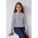 T-shirt - Cropped - Lange Mouwen - Geribbelde Katoenmix