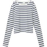 T-shirt - Cropped - Lange Mouwen - Geribbelde Katoenmix