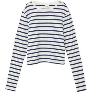 T-shirt - Cropped - Lange Mouwen - Geribbelde Katoenmix