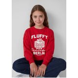 Sweatshirt - Print - Katoenmix - Geribde Boorden