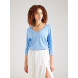 s.Oliver - Shirt - Lichtblauw - Katoen - V-hals - Driekwart Mouw