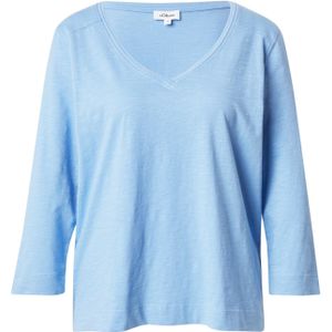 s.Oliver - Shirt - Lichtblauw - Katoen - V-hals - Driekwart Mouw