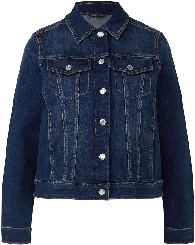 s.Oliver - Jeansblazer - Blauw - Met Zakken - Lange Mouwen