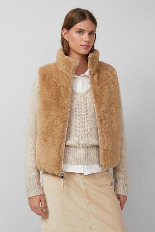 Outdoor - Gewatteerd Vest - Omkeerbaar - Met Imitatiebont - Vaste Capuchon