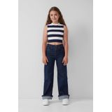 Denim Broek - Wijde Pijpen - Hoge Taille - 5-Pocket - Stretchy Katoenen Denim