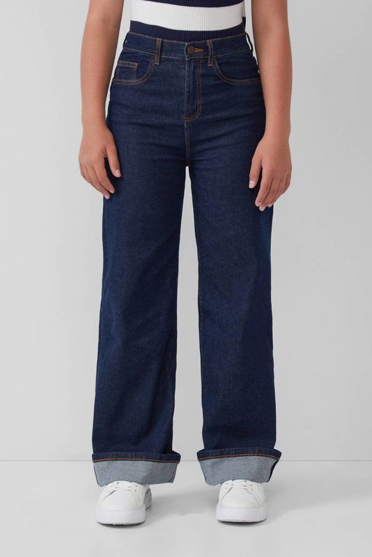 Denim Broek - Wijde Pijpen - Hoge Taille - 5-Pocket - Stretchy Katoenen Denim