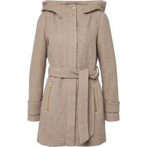 Mantel - Slim-fit - Wolblend - Met Ceintuur - Vaste Capuchon